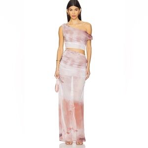 NWT Elegant Pink and White One-Shoulder Dress from Revolve